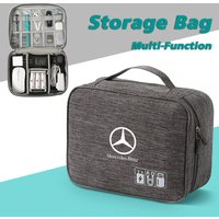 Car Logo Travel Cable Digital Electronic Storage Bag For Mercedes Benz AMG W203 W206 W220 W205 W222 W212 W201 W210 Accessories