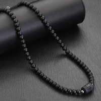 Fashion 12 Constellations Beaded Necklace Men Natural Black Onyx Stone Beads 48cm Short Collar Jewelry Leisure Party Homme Joias