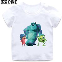 Hot Sale Monsters Inc University Print Kids T-Shirts Cartoon Cute Baby Girls Clothes Boys Summer Casual White shirt Children Top