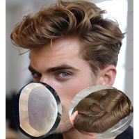 Perruques pour hommes en cheveux humains européens blond clair, base fine mono indétectable, toupet confortable pour hommes, système capillaire durable, prothèse capillaire