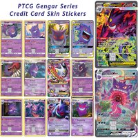 Pocket Monsters Stickers PTCG Gengar Series Credit Card Skin Sticker for VISA JCB MasterCard and Other IC Cards Decoration
