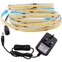 New 12V COB Led Strip With Switch Power Kit US EU UK AU Plug Flexible Light Tape Ra90 320 Leds High Density Linear Lighting image 4