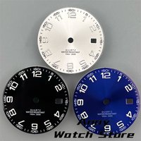 29mm Quartz Watch Dial Black White Blue Dial Green Luminous Fit RONDA 515 Quartz Movement