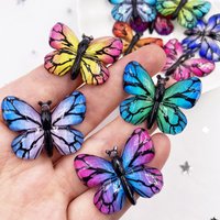 New 10pcs Resin Bling Colorful Crystal Butterflies Flatback Rhinestone 1 Hole Ornaments DIY Wedding Appliques Craft SM02