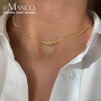 EManco High Quality 14K Gold Plated Knotted Snake Chain Necklace for Women Stainless Steel Jewelry Factory Outlet