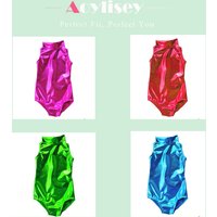 Children Sparkly Metallic Spandex Art Gymnastics Sportswear Competition Dancing For Girl Shiny Costum Stage Performance Leotards