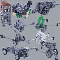 WW2 German Military Antitank Gun Building Blocks Army Soldier Figures Infantry Artillery Tower Weapon MOC Model Bricks Boys Toys