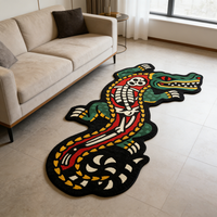 American Retro Crocodile Skull Rug Unique Creative Irregular-Shaped Carpet for Living Room Bedroom Trendy Home Decor Floor Mat