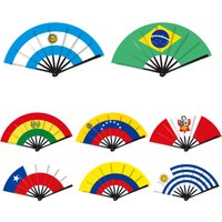 22cm Folding Hand Fan South America 8 Country Flags Cheering Fan For Sports Events Parties And Festival Celebrations