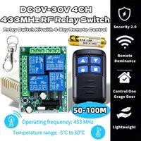 Smart Multiple DC 12V 24V 10A 433 MHz 4CH Wireless Relay RF Remote Control Switch Receiver+ 4 Button Transmitter