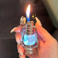2026 Mini Retro Atmosphere Lighter with Inflatable Grinding Wheel Windproof Transparent Ornament for Camping