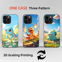 3D Grating Card POKEMONS Phone Case for iPhone 16 15 14 13 11 12 17 Pro Max Plus Mini Air Squirtle Charmander Bulbasaur Cover