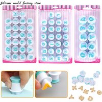 Silicone World Uppercase Lowercase Letters Number Cookie Mold Press Stamp DIY Embossing Mold Biscuits Cutter Cake Baking Tools