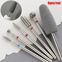 6pcs/Set Diamond Sand Nail Files Drill Cuticle Polishing Bit Nail Grinding Head Electric Manicure Set For Removing Acrylic Nails