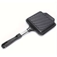 Non-Stick Camping Sandwich Panini Maker with Handle, Double Sided Frying Pan Detachable Grilled Sandwich Flip Pan