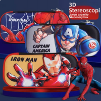 Disney Marvel Spider-Man Pencil Case Handsome Cartoon Iron Man Captain America High-capacity Bilayer Pencil Box Gifts