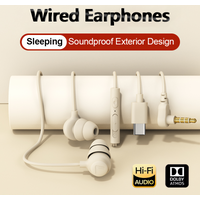 Type C Wired Headphones In-Ear Silicone Headset Noise Reduction 3.5mm Sleeping Earphones With Mic For Samsung Galaxy S25 iPhone