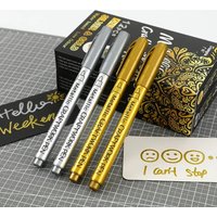 1/2/3/4pcs Waterproof Permanent Paint Marker Pens Gold Silver Drawing Students School Office Supplies DIY Marker Craftwork Pen