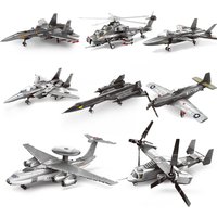 Avion de Reconnaissance de l'armée de l'air militaire, modèle en alliage d'hélicoptère, avion de chasse, assemblage de blocs de construction de guerre, jouets