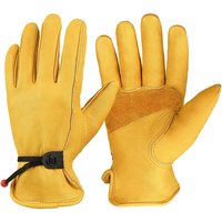 Leather Work Gloves For Men Yellow Cowhide Heavy Duty Safety Protective Driver Gloves Working Welding Stretchable Mechanic Glove