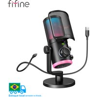 FIFINE USB Gaming Microphone with Noise Cancellation/RGB/Gain&Balance Knob,Condenser Mic for Streaming Podcasting-Ampligame AM6