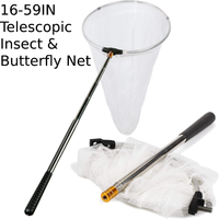 Professional Insect and Butterfly Net with 11" Ring 20" Net Depth 59" Telescopic Stainless Steel Handle Fishing Landing Net
