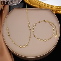 EILIECK 316L Stainless Steel Round Sparkling Zirconia Necklace Bracelet Set For Women Trendy Waterproof Jewelry Set Holiday Gift