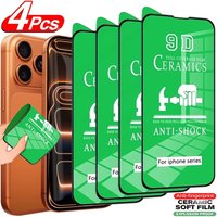 4Pcs Clear Ceramic Soft Films For iPhone 17 16 15 14 11 13 12 Pro Max Air 15 14 16 Plus 12 13 Mini X XS XR SE 3 Screen Protector