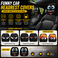 Funny Cartoon Face Car Headrest Covers 4 Optional Design Stretchable Universal Auto Seat Headrest Protector For Vehicle Interior
