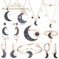 2026 High Quality Fine Party Jewelry Sets Charm Silver Blue Moon Crystal Fashion Necklaces Ring Earrings Romantic Gift for Women