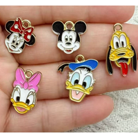 10pcs Cartoon mix Duck Dog Head Pendant Earring Accessories DIY Keychain Bracelet Jewelry Accessories Lovely Enamel Charms