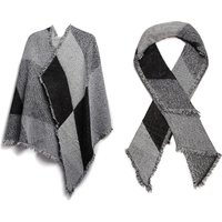 Miss Lulu Women's Oversized Scarf - Pashmina Wrap & Poncho, Thick Patchwork Cape Shawl, Large Winter Warm Scarf