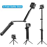 3-Fold Waterproof Selfie Stick 3 Way Stand Monopod Mini Tripod For GoPro 12 11 10 9 8 7 Insta360 Osmo Action Camera Accessories