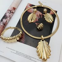 Women Necklace Earrings Bracelet Ring Jewelry Set Luxury Design Dubai 18K Gold Plated Wedding Party Jewellwey Gift FHK14955