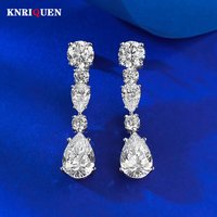 Women's Charms 925 Sterling Silver 8*12mm High Carbon Diamond Drop Dangle Earrings Cocktail Party Fine Jewelry Accessories Gift