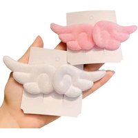 2Pcs Sweet Angel Wing Plush Hair Clips Girl Bangs Cute Hairpin Simple Hairclip Ornament Fashion Hair Accessories Side Clip