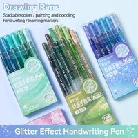 LANGUO 6/72 Colors Glitter Effects Gel Pens 1.0mm for Paper Cardstock Diary Drawing Marking Coloring DIY Neutral Pens Stationery