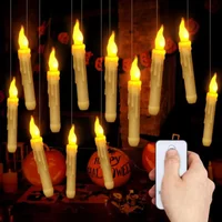 Wireless Remote Floating Candles Magic Wand Flickering LED Flameless for Harry Potter Halloween Party Decor
