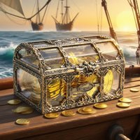 Kids Treasure Box Clear Treasure Pirate Chest Portable Box Vintage Container For Carnivals Girl Candy Keepsakes Halloween toy