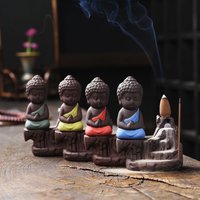 1pc Keramik Wasserfall Weihrauch brenner niedlichen Mönch Rückfluss Weihrauch brenner Bodhisattva Buddha Brenner Wohnkultur (ohne Weihrauch)