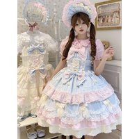 Original Sugar Princess Style Lolita JSK Dress Cute Skirt And Top Set Thin Summer Autumn Female Clothing One-Piece Outfit