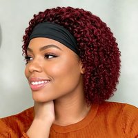 Kinky Curly Headband Wig Human Hair 12 Inch for Women 180% Density Machine Made Wig