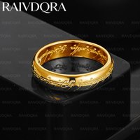 18K Gold Plated English Engraved Pattern Fine Ring For Women Fashion Jewelry Charm Grace Wedding Engagement