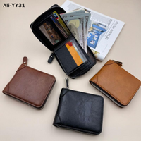 【A11】1PC Men Wallets PU Zipper Purse Man Slim Card Horders Quality Male Short Multi-card Wallet Coin Pocket Purse