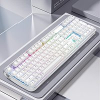 MOFii 708 Ice-Clear Tri-Mode Wireless Keyboard, Two-Color Injection Keycaps, RGB Backlit Bluetooth & Wired Office Keyboard