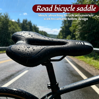 Comfortable road bike saddle, bicycle accessories with shock-absorbing function, polyurethane leather breathable hollow design