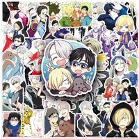 50PCS Yuri on Ice Figure Skating Anime Stickers Cute Character Decals Waterproof for Laptops Water Bottles Scrapbooking