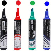 4-Piece Push-Button Liquid Ink Whiteboard Marker Pen, Vibrant, Quick-Drying, Low-Odor, Chisel Tip, for Whiteboards, Office