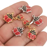 5pcs Lot Stainless Steel Charms Enamel Ladybug Charm Bug Pendant for DIY Necklace Bracelet Bag Material Jewelry Making Supplies