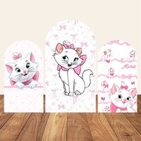 Pink Mary Cat Arch Photo Backdrop Stretch Wall Beautiful Girl Birthday Party Event Decorations Photography Studio Supplies